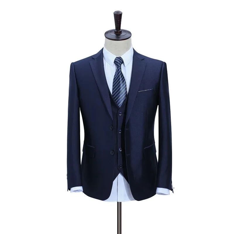 Costumes Pour Hommes Slim Fit Personnalisé Smoking Robe D'affaires Costume De Mariage Blazer - Bleu