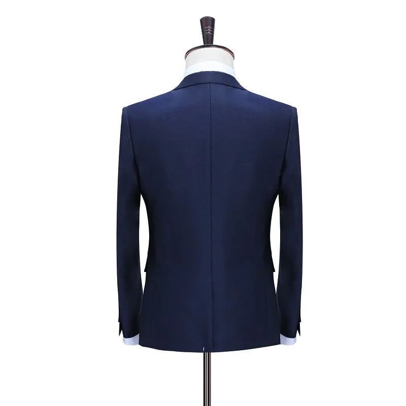 Costumes Pour Hommes Slim Fit Personnalisé Smoking Robe D'affaires Costume De Mariage Blazer - Bleu