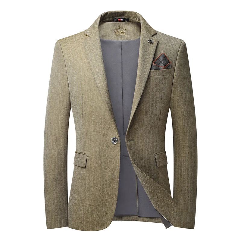 Décontracté Hommes Blazer Coton Mince Costume Costumes Veste Blazers Vêtements - Beige