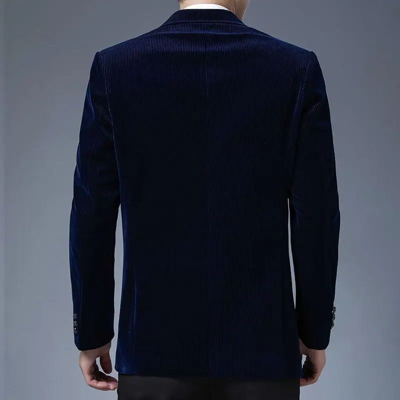 Homme Costume Décontracté Vestes Blazer Pour Hommes Mariage Vêtement D'extérieur Près Du Corps Mèche Blazers Manteaux Élégants - Bleu Marine