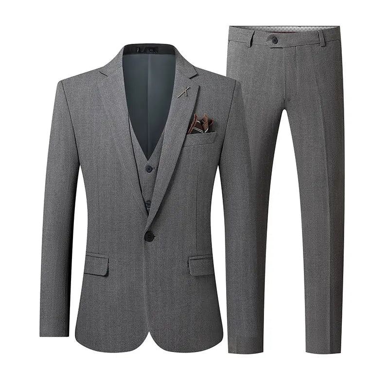 Hommes Britannique Mince Formel Classique Gentleman Blazer Mâle Solide Costumes Décontractés - Gris Clair