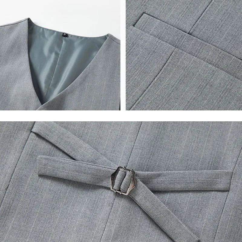 Hommes Britannique Mince Formel Classique Gentleman Blazer Mâle Solide Costumes Décontractés - Gris Clair