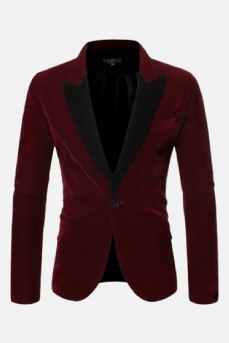 Hommes Costume Veste Blazer Décontracté Patchwork Couleur Un Bouton