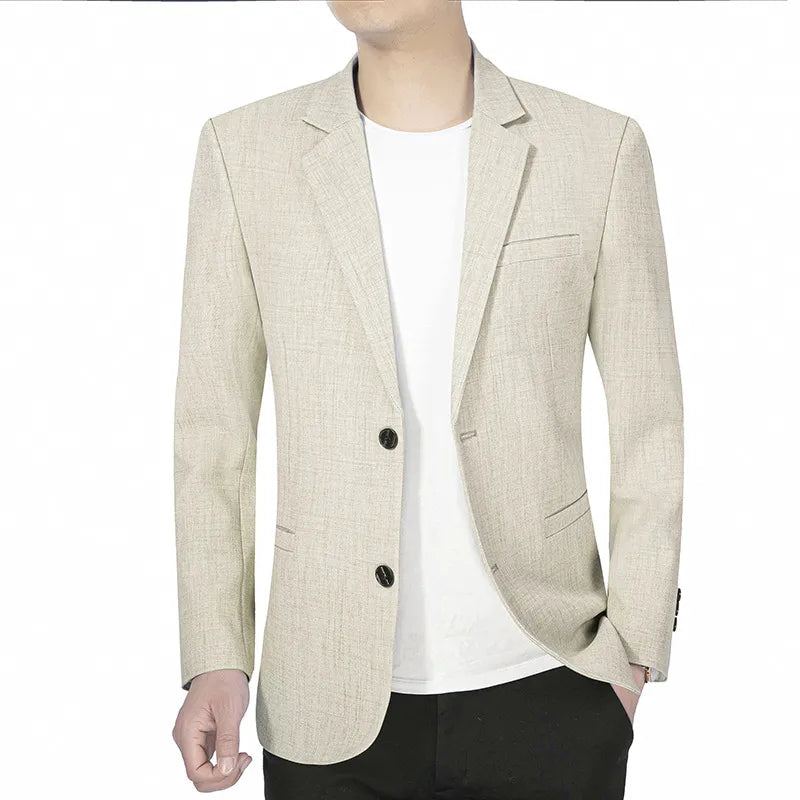 Hommes Costume Veste Mince Blazers Printemps Automne Solide D'affaires Décontracté Vêtements Blazer Manteaux - Bleu Clair