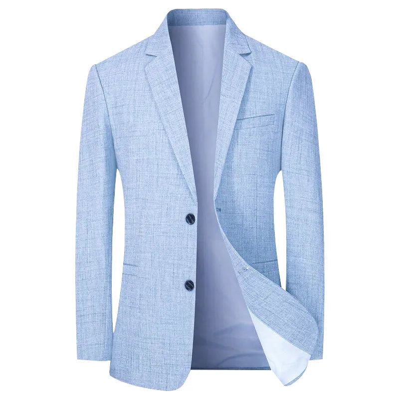 Hommes Costume Veste Mince Blazers Printemps Automne Solide D'affaires Décontracté Vêtements Blazer Manteaux - Bleu Clair