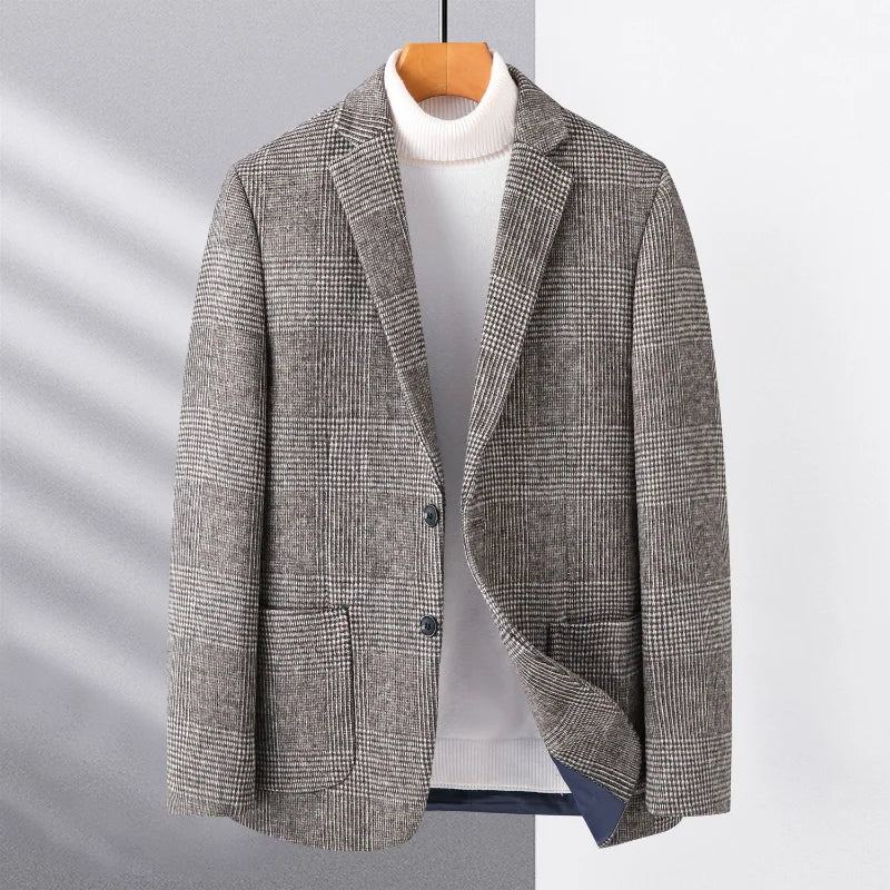 Laine Chaude Hommes Pour Blazer Automne Hiver Smart Décontracté Classique Simple Boutonnage - Gris