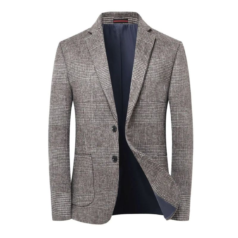 Laine Chaude Hommes Pour Blazer Automne Hiver Smart Décontracté Classique Simple Boutonnage - Gris