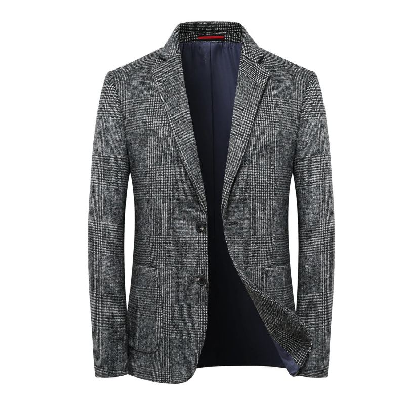 Laine Chaude Hommes Pour Blazer Automne Hiver Smart Décontracté Classique Simple Boutonnage - Gris