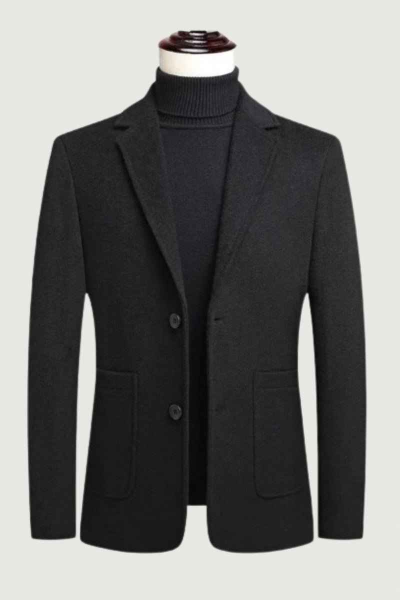 Printemps Et Automne Hommes Blazer Veste Moyen Âge Affaires Décontracté Double Boutonnage Solide Laine Costumes Manteaux