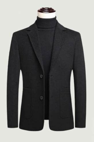 Printemps Et Automne Hommes Blazer Veste Moyen Âge Affaires Décontracté Double Boutonnage Solide Laine Costumes Manteaux