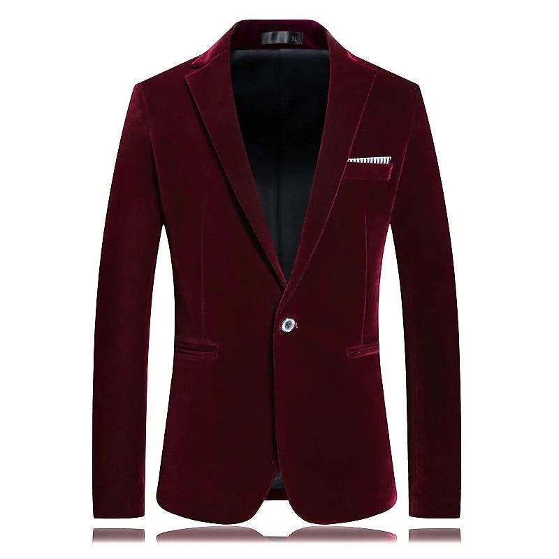 Veste De Costume Pour Hommes D'affaires Décontractée Robe De Mariée En Velours Doré Blazer De Manteau De D'hôte - Bleu