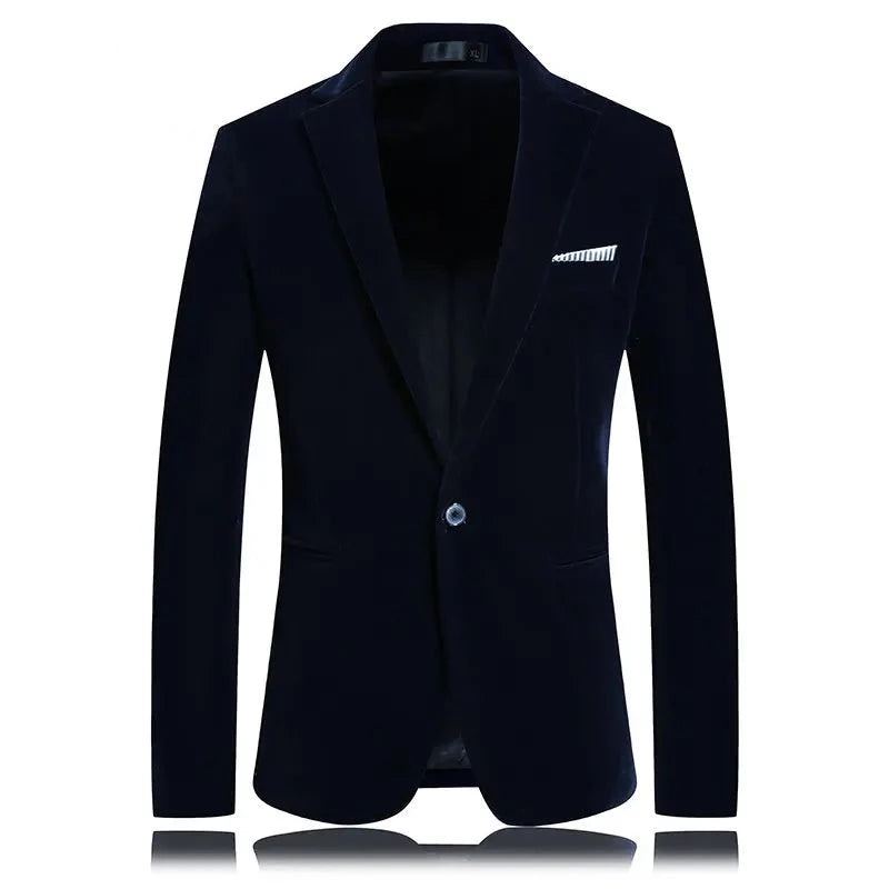 Veste De Costume Pour Hommes D'affaires Décontractée Robe De Mariée En Velours Doré Blazer De Manteau De D'hôte - Bleu