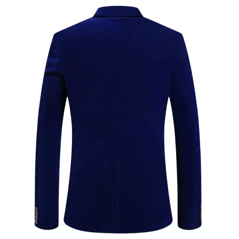 Veste De Costume Pour Hommes D'affaires Décontractée Robe De Mariée En Velours Doré Blazer De Manteau De D'hôte - Bleu