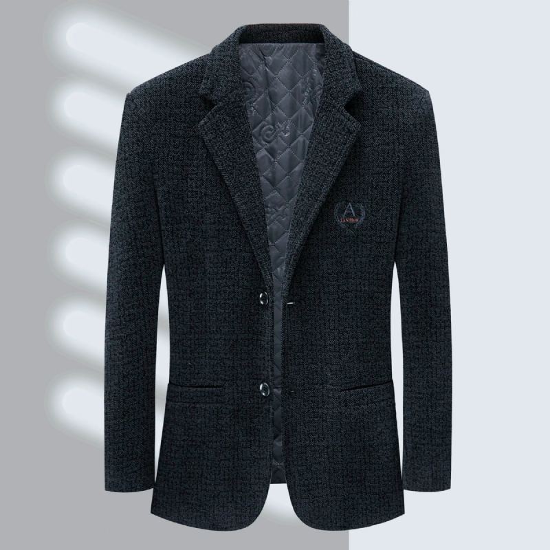 Veste De Costume En Tweed Pour Homme Coupe Cintrée Tendance Beau Décontracté Banquet - Noir