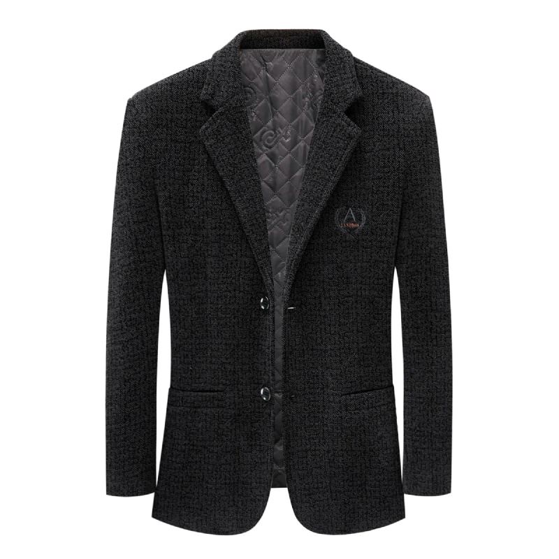 Veste De Costume En Tweed Pour Homme Coupe Cintrée Tendance Beau Décontracté Banquet - Noir