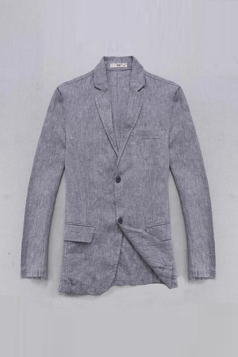 Veste En Lin Hommes Blazer Solide Intelligent Décontracté Vestes