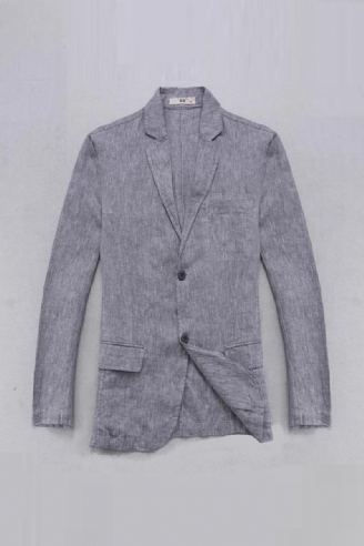 Veste En Lin Hommes Blazer Solide Intelligent Décontracté Vestes