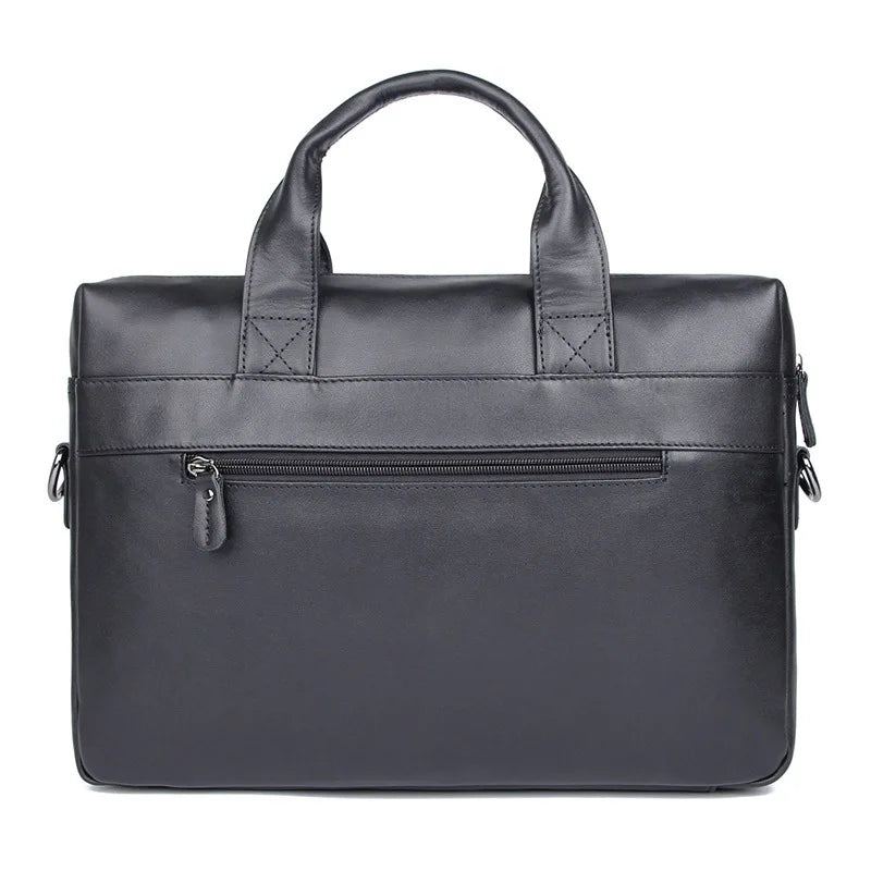 Mallette D'affaires En Cuir Véritable Souple Pour Homme Sac À Main Ordinateur Portable De 14 Pouces Noir - Noir