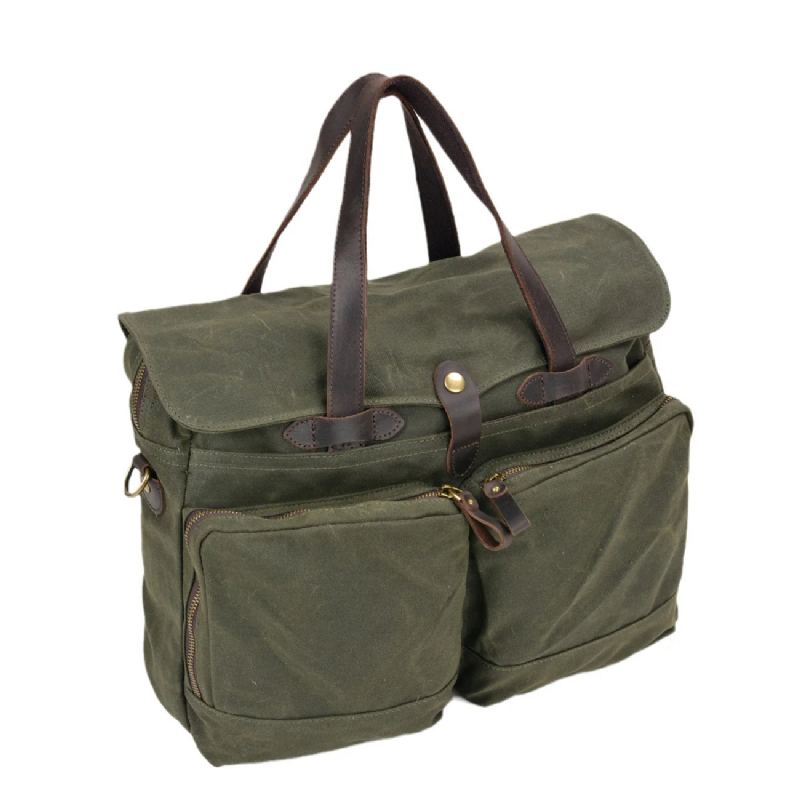 Mallette D'affaires De Loisirs Sac En Toile De Voyage Porte-documents Sac De Messager Portable - Vert Armée