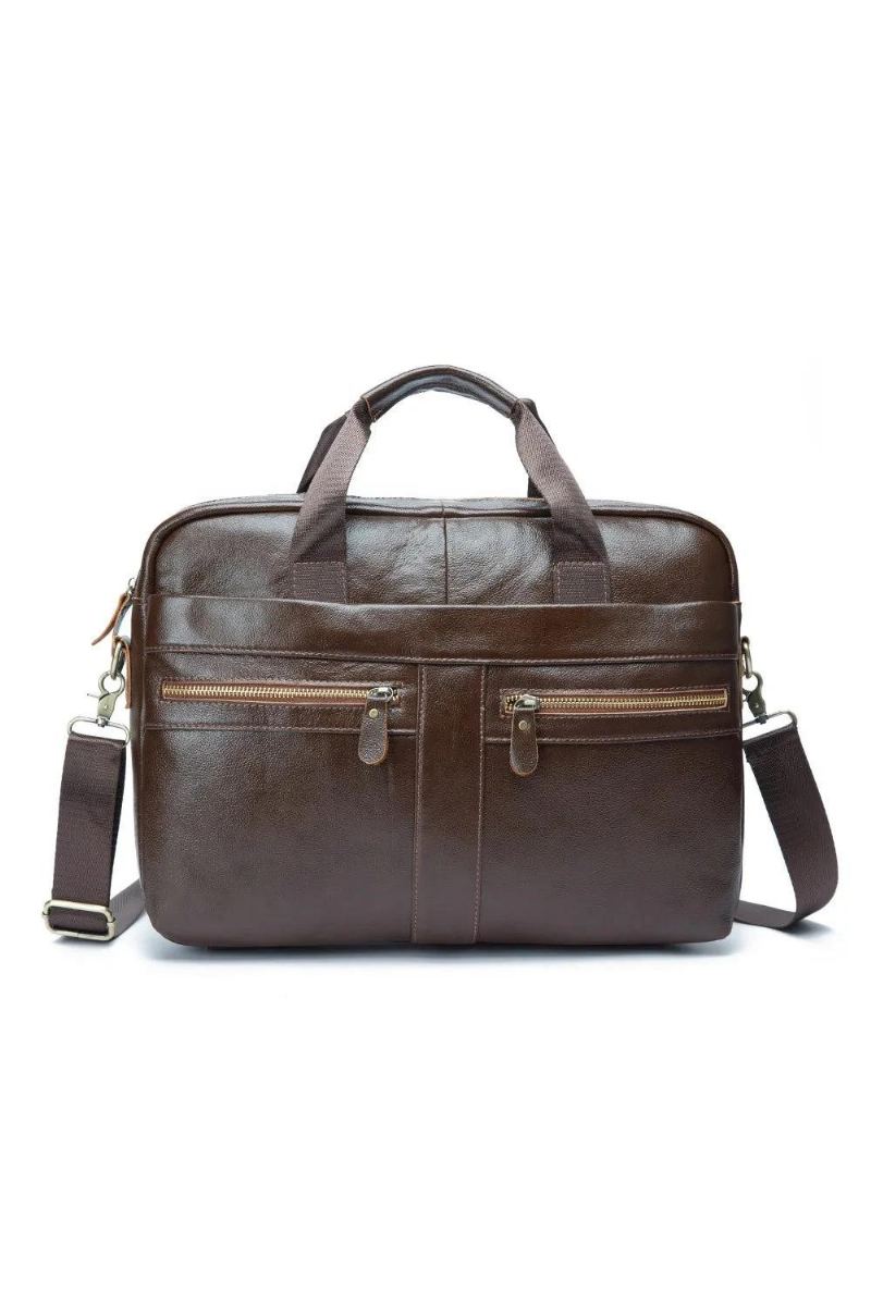 Mallette De Voyage Rétro En Cuir Pour Hommes D'affaires Ordinateur Portable 15.6 Pouces Sac Messager Design