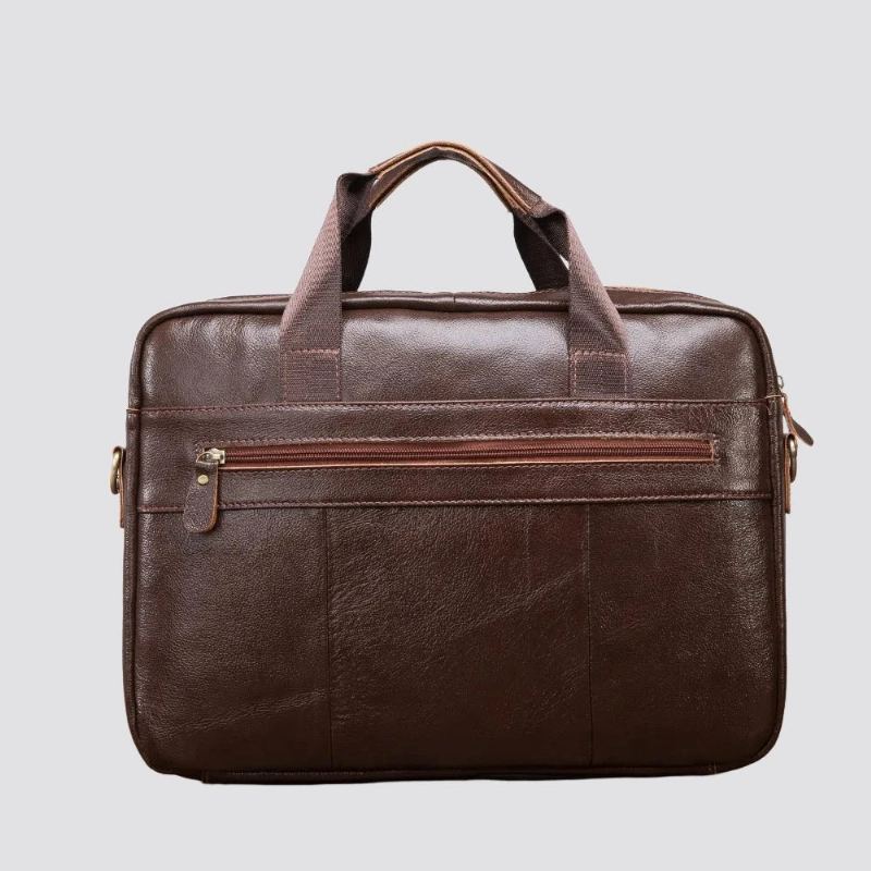 Mallette De Voyage Rétro En Cuir Pour Hommes D'affaires Ordinateur Portable 15.6 Pouces Sac Messager Design - Brun