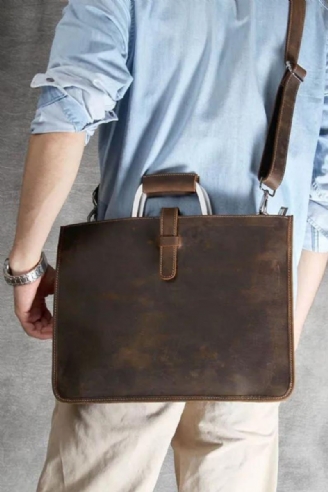 Porte-documents En Cuir Véritable Pour Hommes Sacoches De Bureau Sac À Main Ordinateur Portable De 13 Pouces