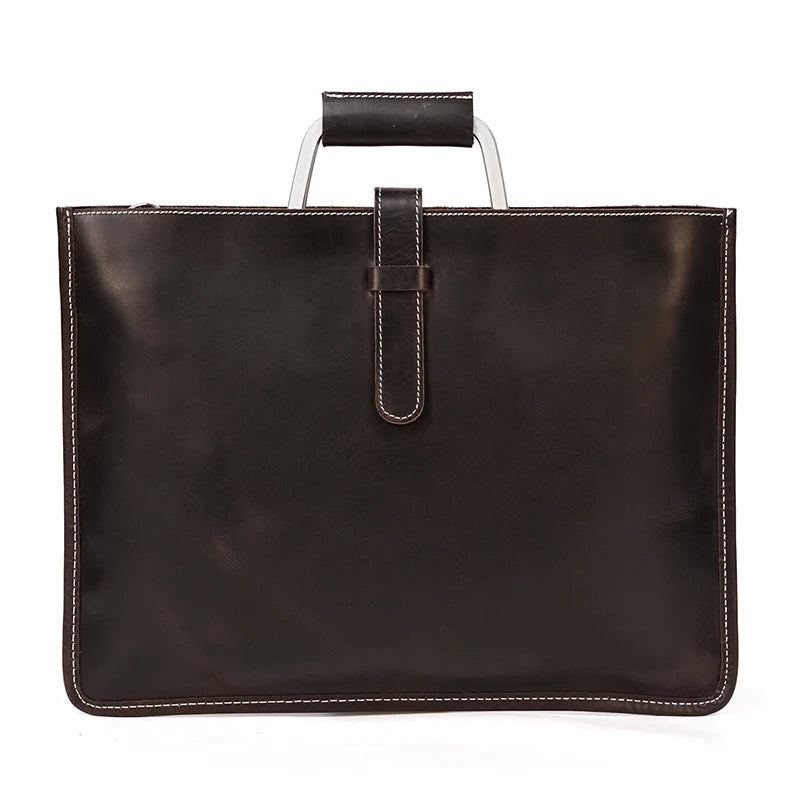 Porte-documents En Cuir Véritable Pour Hommes Sacoches De Bureau Sac À Main Ordinateur Portable De 13 Pouces - Marron