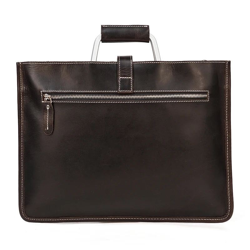 Porte-documents En Cuir Véritable Pour Hommes Sacoches De Bureau Sac À Main Ordinateur Portable De 13 Pouces - Marron