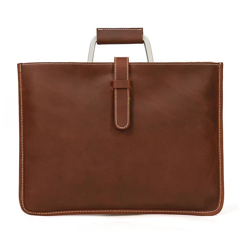 Porte-documents En Cuir Véritable Pour Hommes Sacoches De Bureau Sac À Main Ordinateur Portable De 13 Pouces - Marron