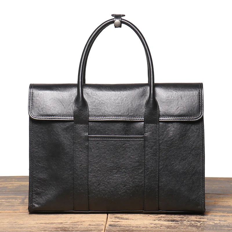 Sac D'affaires En Cuir Véritable Pour Hommes Porte-documents À Roulettes Mallette Étui Ordinateur Portable De Grande Capacité - Noir