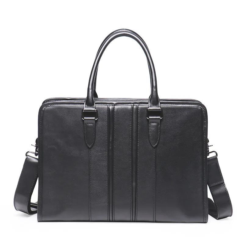 Sac En Cuir Vintage Pour Hommes Porte-documents Léger Ordinateur Portable Sac À Main Sacoche - Noir