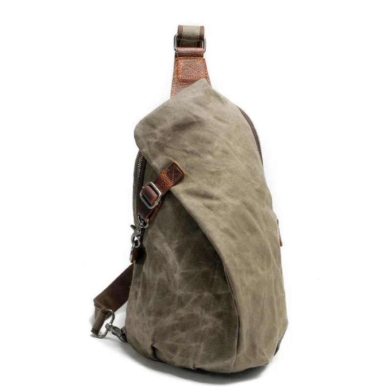 Batik – Sac À Bandoulière En Toile Rétro Pour Hommes Sac De Poitrine Sac De Boulettes De Loisirs - Gris Foncé