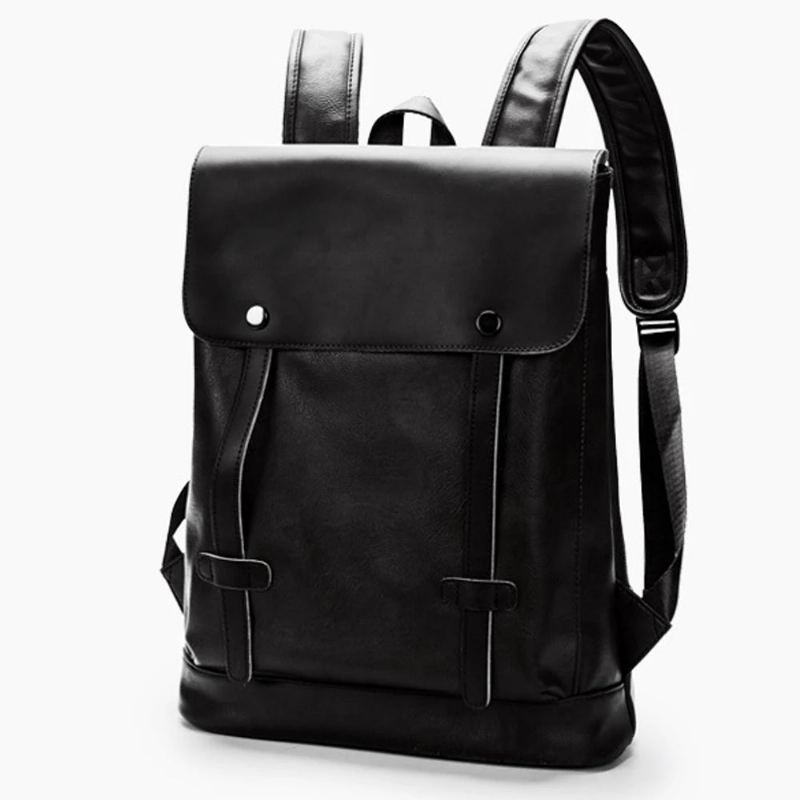 Sac À Dos En Cuir Pour Hommes Sac À Dos Rétro Étanche De Qualité Supérieure Voyage En Plein Air - Noir