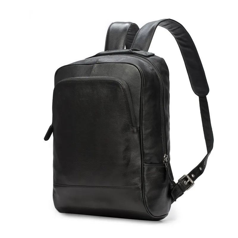 Sac À Dos En Cuir Véritable Pour Hommes Sac À Bandoulière En - Noir