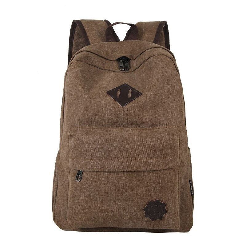 Sac À Dos Rétro En Toile Durable Pour Hommes Sac D'école D'université Solide Adolescents Capacité De Plein Air Sac À Dos De Voyage De Camping - Noir