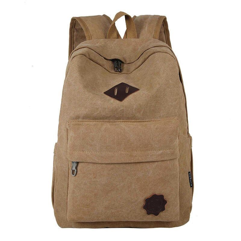 Sac À Dos Rétro En Toile Durable Pour Hommes Sac D'école D'université Solide Adolescents Capacité De Plein Air Sac À Dos De Voyage De Camping - Noir