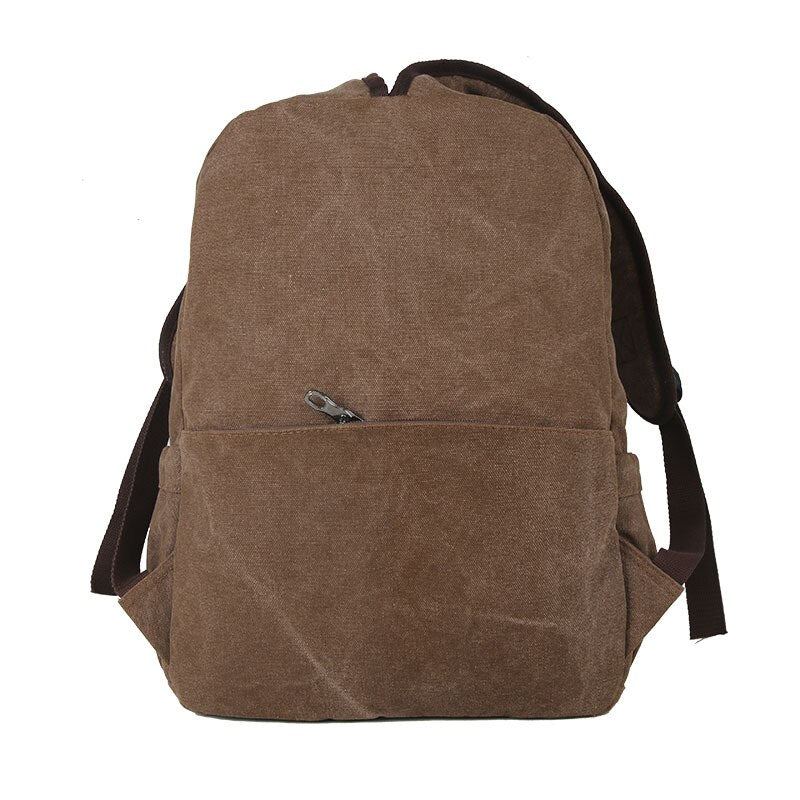 Sac À Dos Rétro En Toile Durable Pour Hommes Sac D'école D'université Solide Adolescents Capacité De Plein Air Sac À Dos De Voyage De Camping - Noir