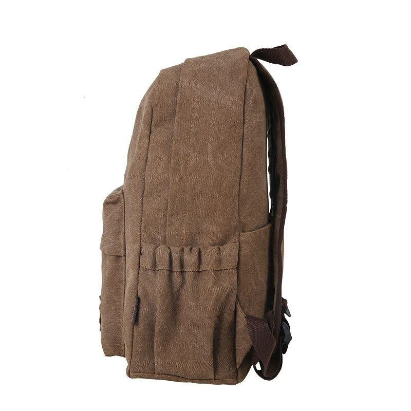 Sac À Dos Rétro En Toile Durable Pour Hommes Sac D'école D'université Solide Adolescents Capacité De Plein Air Sac À Dos De Voyage De Camping - Noir