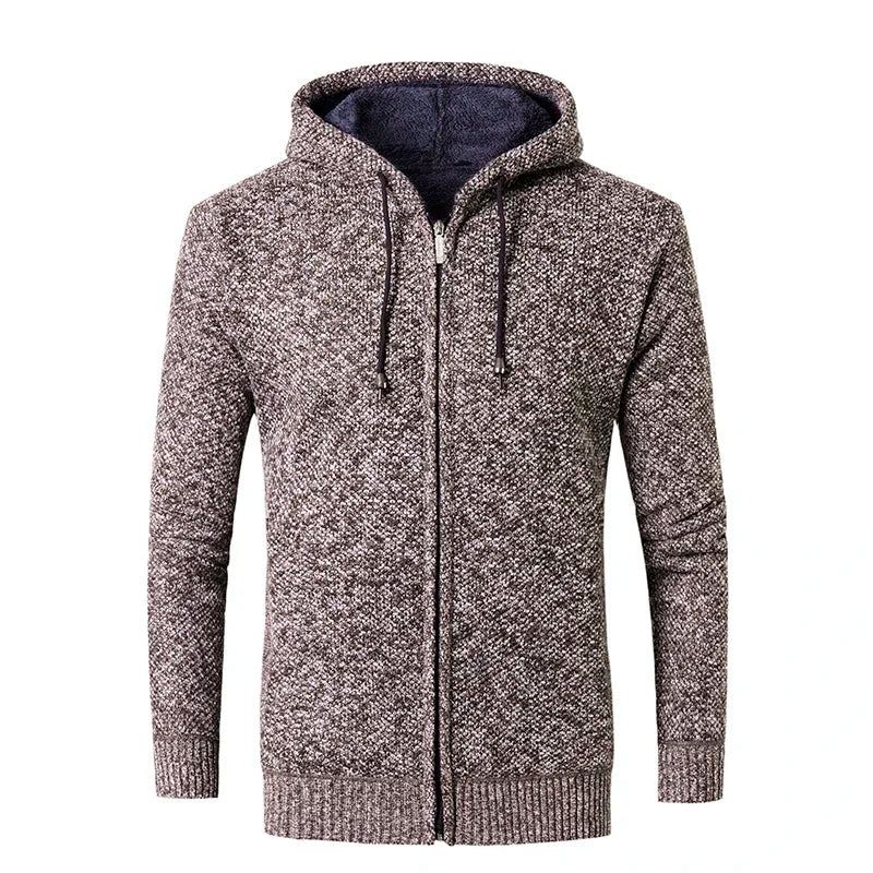 Automne Hiver Pull Hommes À Capuche Pullover Décontracté Manteau Solide Sweat-shirts - Gris Clair