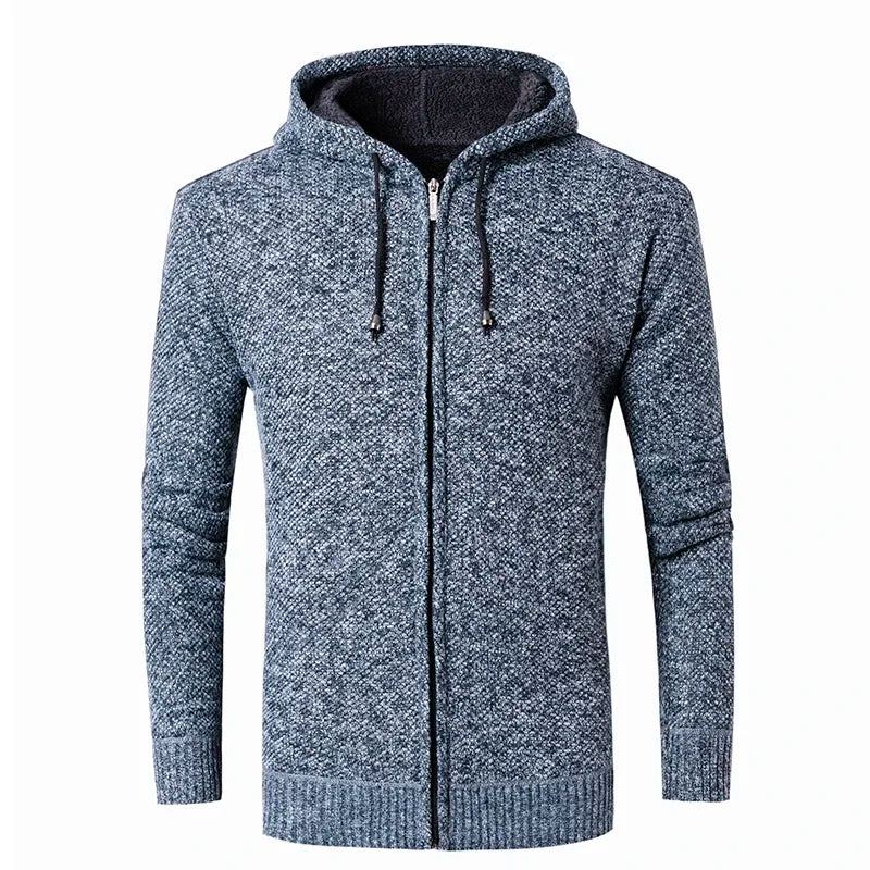 Automne Hiver Pull Hommes À Capuche Pullover Décontracté Manteau Solide Sweat-shirts - Gris Clair