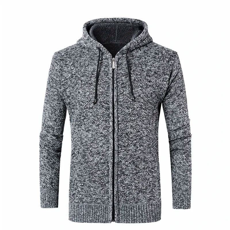 Automne Hiver Pull Hommes À Capuche Pullover Décontracté Manteau Solide Sweat-shirts - Gris Clair