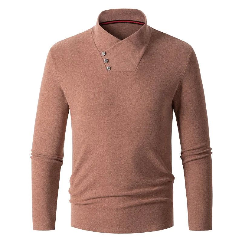 Automne Hommes Décontracté Style Vintage Pull Laine Col Roulé Surdimensionné Hiver Chaud Coton Pulls - Bleu Marine