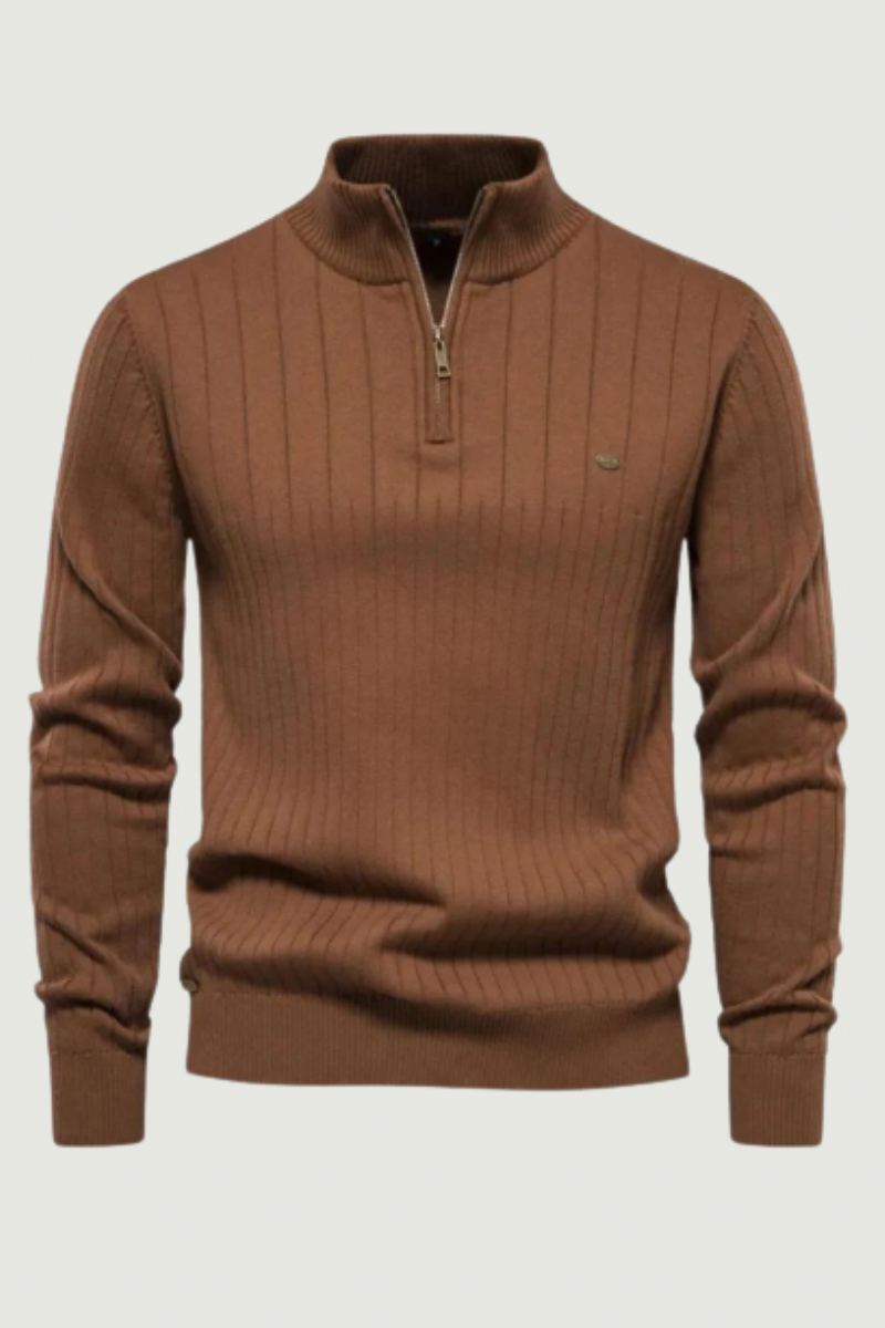 Automne Pull À Fermeture Éclair Chandails Pour Hommes De Haute Qualité Chaud Hiver Col Montant Coton Tricoté