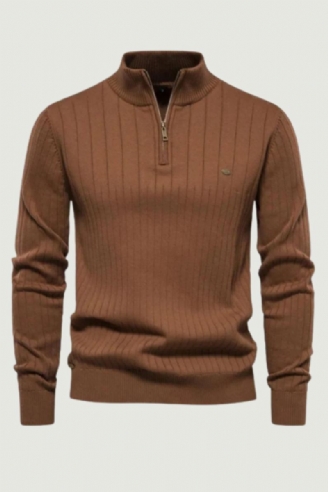 Automne Pull À Fermeture Éclair Chandails Pour Hommes De Haute Qualité Chaud Hiver Col Montant Coton Tricoté