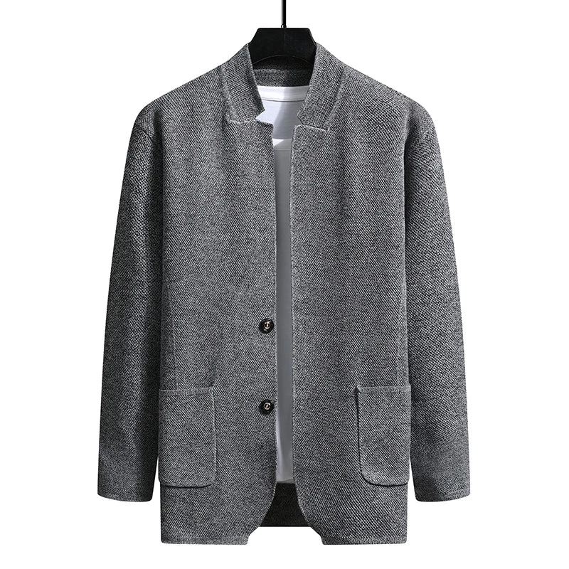 Automne Slim Fit Tricot Blazer Hommes Haut Cardigan Pull Manteaux Décontractés Veste Vêtements Tricotés - Kaki