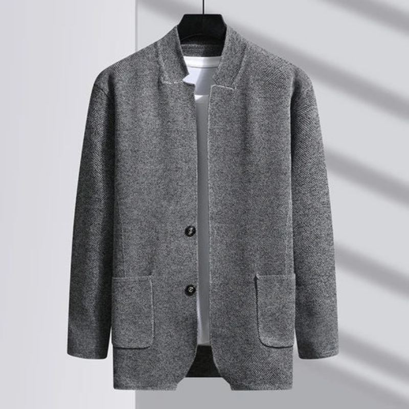 Automne Slim Fit Tricot Blazer Hommes Haut Cardigan Pull Manteaux Décontractés Veste Vêtements Tricotés - Kaki