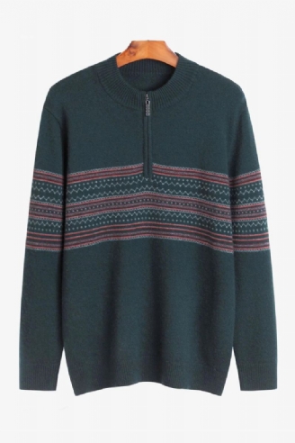 Cachemire Rayé Gris Noirâtre Vert Hiver Chaud Doux Hommes Pull