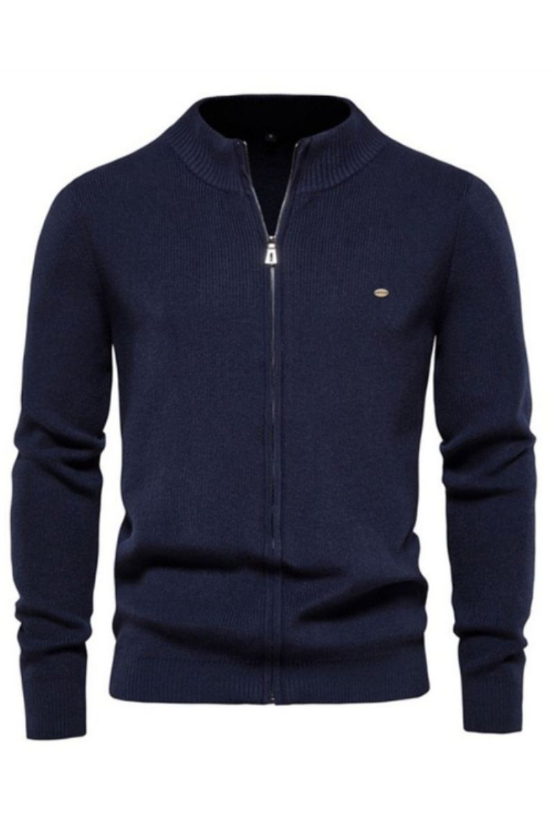 Cardigan Épais Pour Hommes Couleur Unie Fermeture Éclair Pull Basique De Haute Qualité Nouvelle Collection Hiver Automne Vêtements