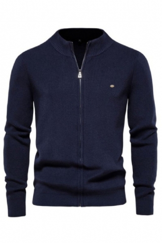 Cardigan Épais Pour Hommes Couleur Unie Fermeture Éclair Pull Basique De Haute Qualité Nouvelle Collection Hiver Automne Vêtements