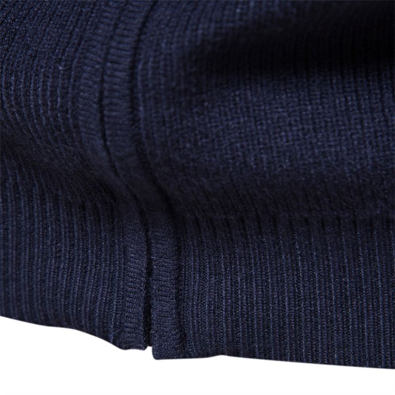 Cardigan Épais Pour Hommes Couleur Unie Fermeture Éclair Pull Basique De Haute Qualité Nouvelle Collection Hiver Automne Vêtements - Bleu